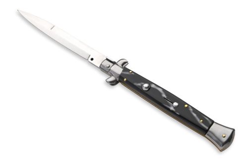 Frank Beltrame 11" Imitation Horn Stiletto Automatic Knife Satin Bayonet