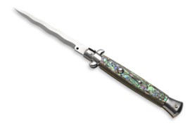 Frank Beltrame 11 Inch Italian Stiletto Abalone Kriss Automatic Knife