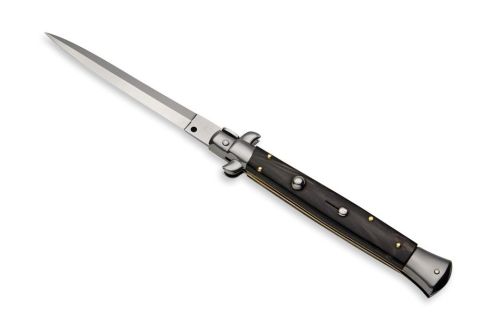 Frank Beltrame 11" Stiletto Buffalo Horn Automatic Knife Satin Dagger