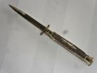 Frank Beltrame 11 Inch Stag Bone Swinguard Stiletto Automatic Knife Gold Bayo