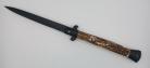 Frank Beltrame 11" Stag Horn Italian Stiletto Automatic Knife Black Bayonet