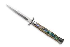 Frank Beltrame 11" Swinguard Stiletto Automatic Knife Abalone Bayo 4mm