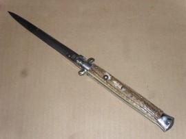 SKM 13 Inch Italian Stiletto Stag Bayonet Automatic Knife DEFECTS