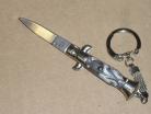 SKM 3.75" Keychain Stiletto Automatic Knife Dark Horn