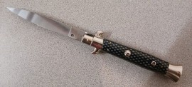 Frank Beltrame 9" Imitation Carbon Fiber Automatic Knife Polished Flat Grind