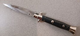 Frank Beltrame 9" Imitation Carbon Fiber Automatic Knife Satin Dagger