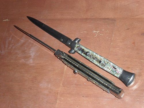 Frank Beltrame Automatic Knife Stiletto Abalone File Work Bayonet