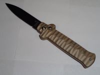 Frank Beltrame Gold B Stealth Automatic Knife Black Flat Grind