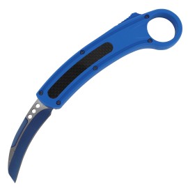 Gangster Blue Carbon Fiber D/A OTF Automatic Knife Karambit 2 Tone