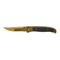 Gentlemens Carbon Fiber Automatic Knife Gold Clip Point