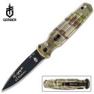 Gerber Camo Mini Automatic Knife Black Bayo