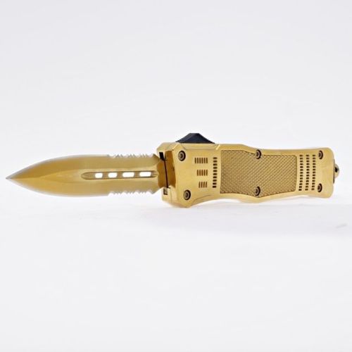 Golden OTF Serrated Tactical Knife with Nylon Sheath