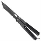 Hand Flipper Black Balisong Butterfly Knife Stonewash Tanto