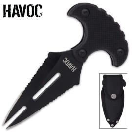 Havoc Pincer Black Palm Push Dagger Double Serrated