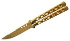 Heavy Balisong Gold 8 Inch Butterfly Knife 3" Drop Point