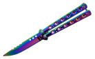 Heavy Balisong Rainbow 8 Inch Butterfly Knife 3" Drop Point