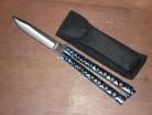 Heavy Weight Butterfly Knife Blue Marble With Sheath