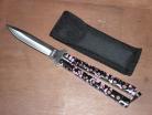 Heavyweight Butterfly Knife Pink Marble With Sheath