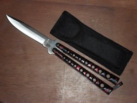 Heavyweight Butterfly Knife Red Marble With Sheath