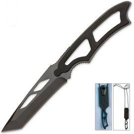 High Tech Survivor Neck Knife - Full Tang Tanto Black