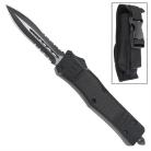 Delta Force Black D/A OTF Automatic Knife Black Serrated Dagger
