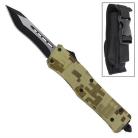 Hitman Desert Camo D/A OTF Automatic Knife Black Tanto