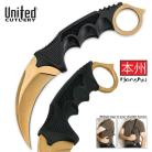 Honshu Ninja Karambit Gold Stonewash Finish