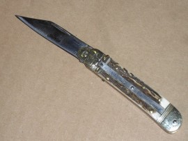 Hubertus Mini Stag Horn Lever Lock Automatic Knife