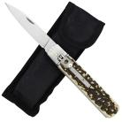 Jane Doe Automatic Stainless Steel Lever Lock Switchblade Knife Simulated Stag Horn