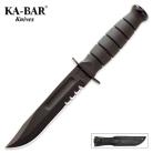 KA-BAR Short Black Serrated Combat Knife with Leather Sheath