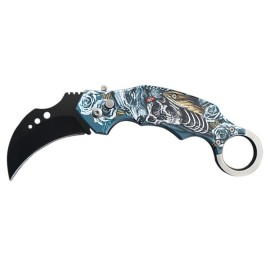 Karambit Automatic Knife Side Opening Tribal Skull Switchblade