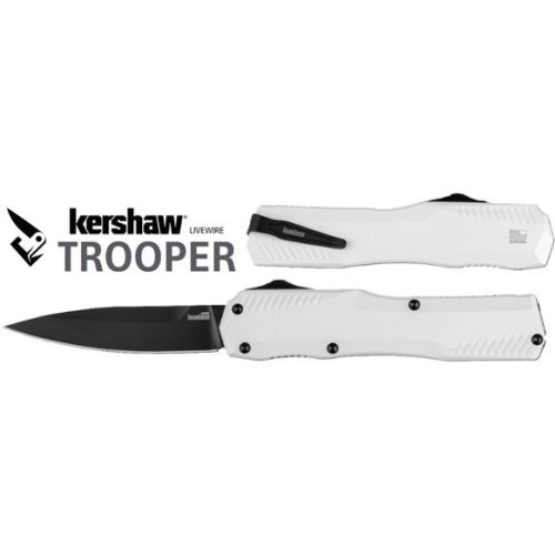 Kershaw Livewire Trooper D/A OTF Automatic Knife White Aluminum (3.3" Black)