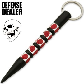 Keychain Red Skull Dice Self Defense Solid Steel Black Kubotan