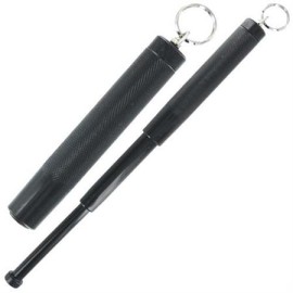 Mini Expandable Baton Keychain Tempered Steel 12 Inch Black