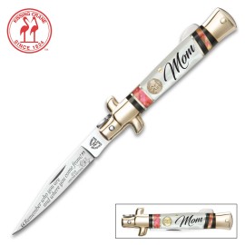 Kissing Crane 2018 Mothers Day Stiletto Knife Abalone Pearl