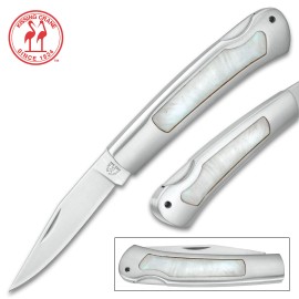 Kissing Crane 6" Genuine Pearl Folding Knife