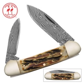 Kissing Crane Burnt Bone Elephant Toe Pocket Knife