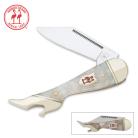 Kissing Crane Leg Genuine Pearl Folding Pocket Knife