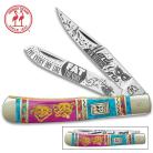 Kissing Crane Mardi Gras Trapper Folding Knife