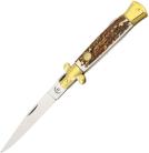 Kissing Crane Old Stock Stag Bone Folding Stiletto Knife