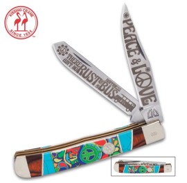 Kissing Crane Peace Love Trapper Folding Knife