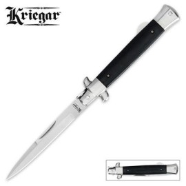 Kriegar Black German Folding Stiletto Pocket Knife
