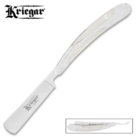 Kriegar Folding Straight Razor Knife Pearl White Inlay