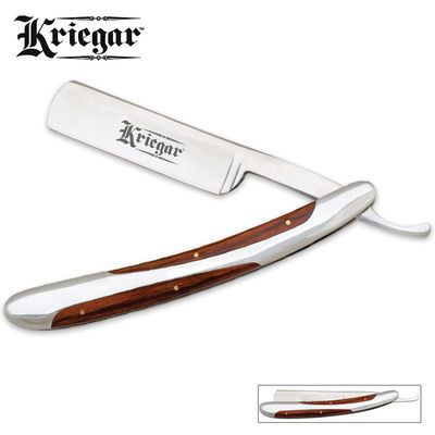 Kriegar Razor Kriegar Wood Straight Razor Folding Pocket Knife