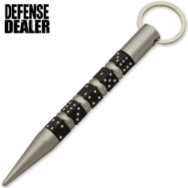 Kubotan Black Dice Self Defense Solid Steel Silver Keychain