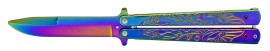 9" Latice Rainbow Butterfly Knife Titanium Bayo