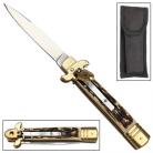 Leverlock Stiletto Golden Stag Automatic Knife