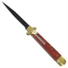 9 Inch Lever Lock Rosewood Automatic Knife Black Blade