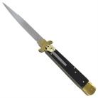 9" Leverlock Automatic Knife Black Wood