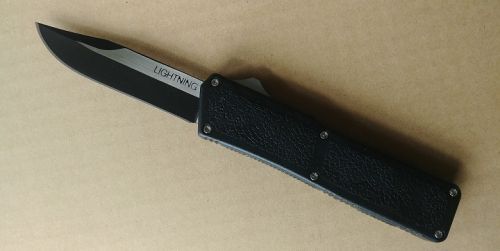 Lightning Supreme Black D/A OTF Automatic Knife Two Tone Clip Point